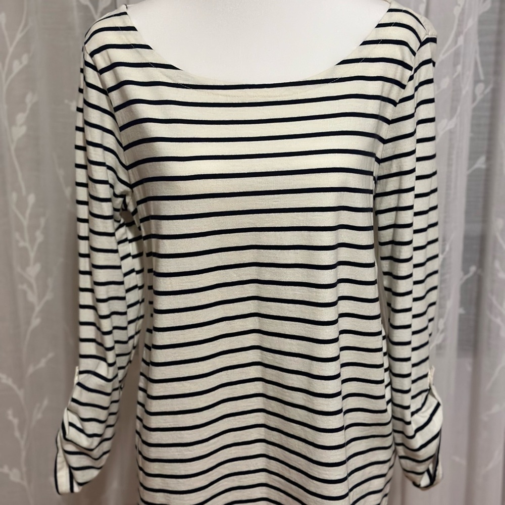 Striped Boat Neck Top - Black & White